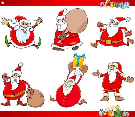 simsearch:400-08260733,k - Cartoon Illustration of Santa Claus with Presents and Christmas Themes Set Photographie de stock - Aubaine LD & Abonnement, Code: 400-08260735