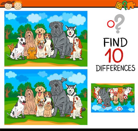 simsearch:400-08410906,k - Cartoon Illustration of Finding Differences Educational Game for Preschool Children with Dogs Foto de stock - Super Valor sin royalties y Suscripción, Código: 400-08260742