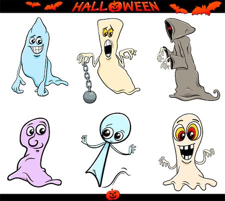 simsearch:400-06393288,k - Cartoon Illustration of Ghosts or Phantoms Halloween Characters Set Photographie de stock - Aubaine LD & Abonnement, Code: 400-08260763