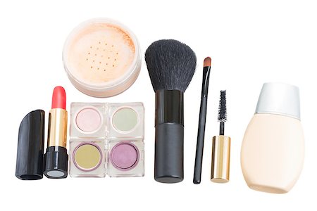 simsearch:400-05730718,k - Set of make up cosmetics isolated on white background, top view Photographie de stock - Aubaine LD & Abonnement, Code: 400-08260792