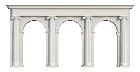 simsearch:400-05170838,k - Ionic colonnade with three arch isolated on white - 3D Rendering Stockbilder - Microstock & Abonnement, Bildnummer: 400-08260862