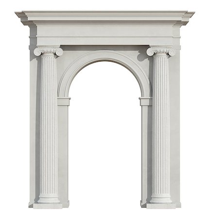 simsearch:400-04691130,k - Front view of a classic arch with ionic column isolated on white - 3D Rendering Photographie de stock - Aubaine LD & Abonnement, Code: 400-08260863