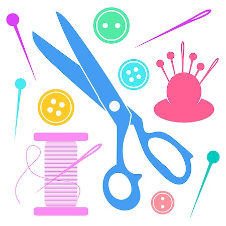 simsearch:400-06851035,k - Colorful sewing icons collection on white background Stock Photo - Budget Royalty-Free & Subscription, Code: 400-08260950