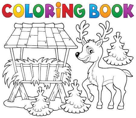 simsearch:400-08710477,k - Coloring book deer theme 2 - eps10 vector illustration. Stock Photo - Budget Royalty-Free & Subscription, Code: 400-08260994