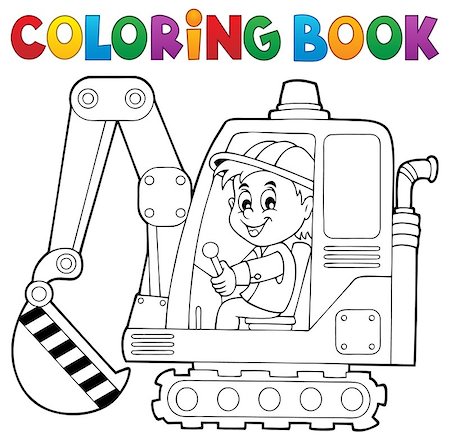 simsearch:400-08260997,k - Coloring book excavator operator theme 1 - eps10 vector illustration. Fotografie stock - Microstock e Abbonamento, Codice: 400-08260996