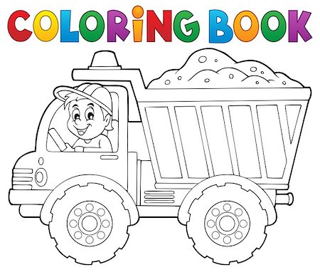 simsearch:400-08260997,k - Coloring book sand truck theme 1 - eps10 vector illustration. Fotografie stock - Microstock e Abbonamento, Codice: 400-08260999