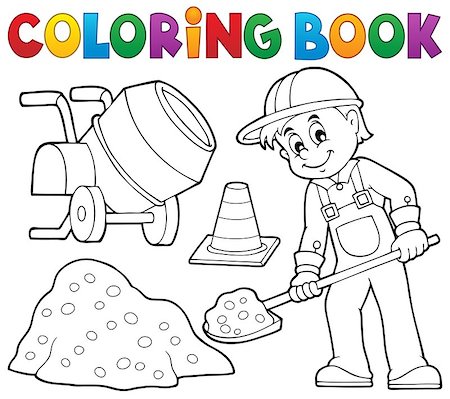 simsearch:400-08260997,k - Coloring book construction worker 2 - eps10 vector illustration. Fotografie stock - Microstock e Abbonamento, Codice: 400-08260991