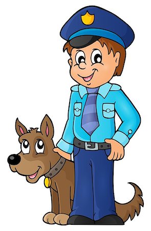 Policeman with guard dog image 1 - eps10 vector illustration. Foto de stock - Super Valor sin royalties y Suscripción, Código: 400-08261031