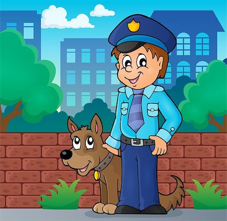 Policeman with guard dog image 2 - eps10 vector illustration. Stock Photo - Budget Royalty-Free & Subscription, Code: 400-08261032
