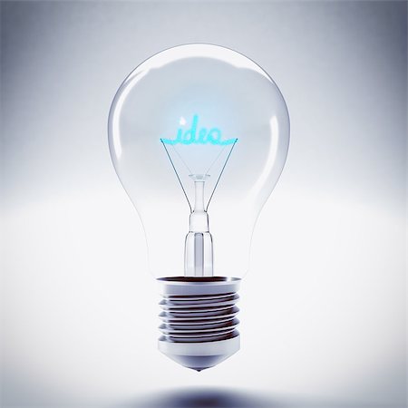 simsearch:640-01354128,k - Bulb with the word idea blue filament Photographie de stock - Aubaine LD & Abonnement, Code: 400-08261327