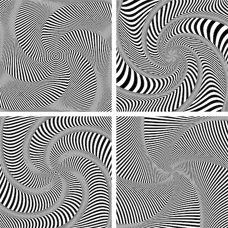simsearch:400-07932198,k - Optical illusion of torsion twisting movement. Dynamic effect. Set of abstract designs. Vector art. Foto de stock - Super Valor sin royalties y Suscripción, Código: 400-08261462
