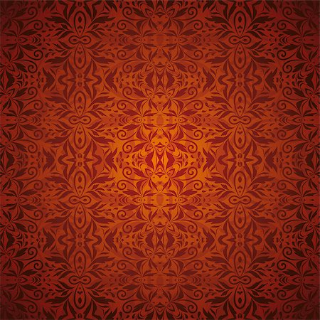 simsearch:400-08807079,k - Seamless abstract floral pattern, red and brown contours. Vector Stock Photo - Budget Royalty-Free & Subscription, Code: 400-08261520