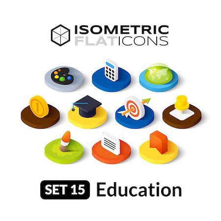 school awards - Isometric flat icons, 3D pictograms vector set 15 - Education symbol collection Stock Photo - Budget Royalty-Free & Subscription, Code: 400-08261598