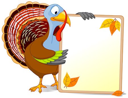 simsearch:400-07216215,k - Illustration of a Thanksgiving turkey holds a blank board Foto de stock - Royalty-Free Super Valor e Assinatura, Número: 400-08261606