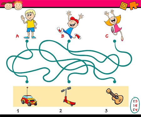 simsearch:400-08973723,k - Cartoon Illustration of Education Paths or Maze Puzzle Task for Preschoolers with Children and Toys Foto de stock - Royalty-Free Super Valor e Assinatura, Número: 400-08261648