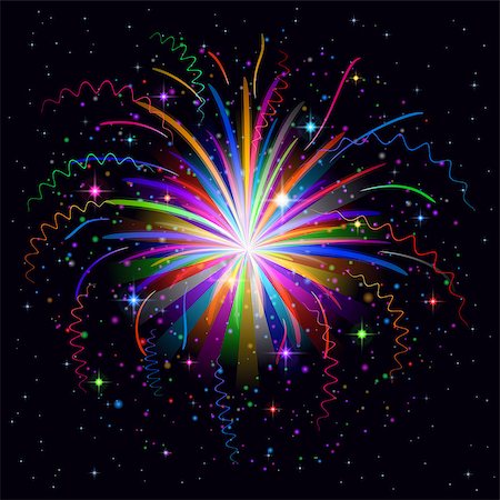 simsearch:400-08553045,k - Firework, holiday colorful background of bright colors on black, element for web design. Eps10, contains transparencies. Vector Foto de stock - Super Valor sin royalties y Suscripción, Código: 400-08261853