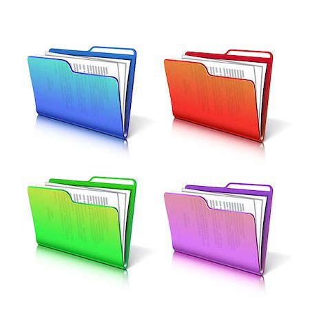 red and blue folder icon - Set of colorful  transparent folder with papers. Document icon. Vector illustration. Stock Photo - Budget Royalty-Free & Subscription, Code: 400-08261891