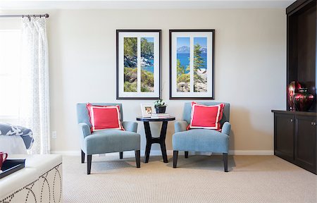 Beautiful New Home Bedroom Sitting Area . Foto de stock - Super Valor sin royalties y Suscripción, Código: 400-08261918