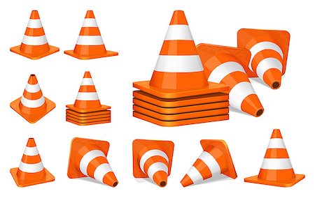 simsearch:400-06096567,k - Set of orange plastic traffic cones icon Foto de stock - Super Valor sin royalties y Suscripción, Código: 400-08261935