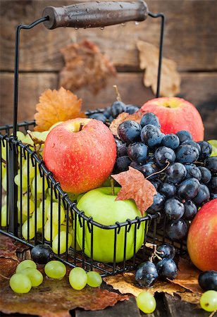 Fresh autumn red and green apples and dark grapes Foto de stock - Super Valor sin royalties y Suscripción, Código: 400-08261937