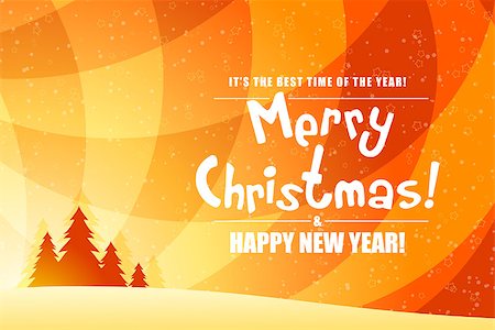 Merry Christmas Landscape with Firtree, Snow ans Stars Stock Photo - Budget Royalty-Free & Subscription, Code: 400-08262001