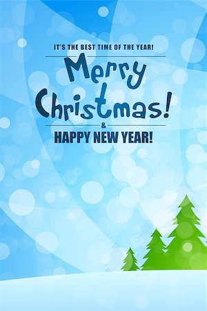 Merry Christmas Landscape Card with Green Firtree Stock Photo - Budget Royalty-Free & Subscription, Code: 400-08262045