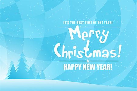 Merry Christmas Landscape with Firtree, Snow ans Stars Stock Photo - Budget Royalty-Free & Subscription, Code: 400-08262041