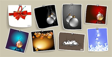 Christmas background with a set of small pictures of winter Fotografie stock - Microstock e Abbonamento, Codice: 400-08262337