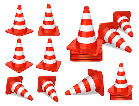 simsearch:400-06096567,k - Set of red plastic traffic cones icon Foto de stock - Super Valor sin royalties y Suscripción, Código: 400-08262358