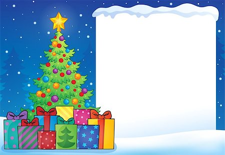 simsearch:400-05178688,k - Frame with Christmas tree topic 7 - eps10 vector illustration. Photographie de stock - Aubaine LD & Abonnement, Code: 400-08262688