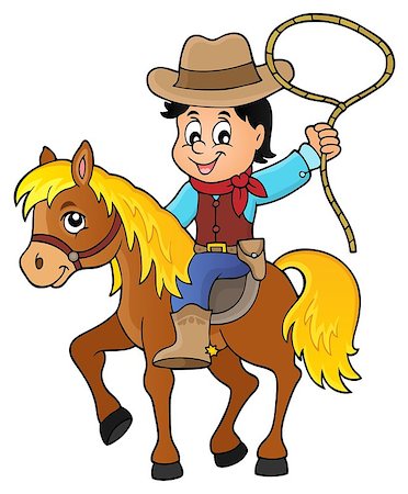 Cowboy on horse theme image 1 - eps10 vector illustration. Stock Photo - Budget Royalty-Free & Subscription, Code: 400-08262682