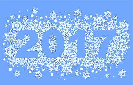simsearch:400-08262734,k - 2017 background of snowflakes. Number text of symbol year 2017. Illustration in vector format Stockbilder - Microstock & Abonnement, Bildnummer: 400-08262734
