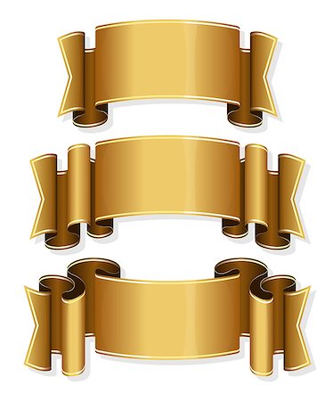 simsearch:400-08260320,k - Collection of 3 gold ribbon. Vector illustration Photographie de stock - Aubaine LD & Abonnement, Code: 400-08262815
