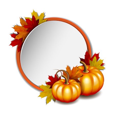 simsearch:400-05348075,k - Thanksgiving banner, blank, round promotional stickers with red backdrop. Vector illustration with orange pumpkins and autumnal maple leaves. Vector illustration. Photographie de stock - Aubaine LD & Abonnement, Code: 400-08262847