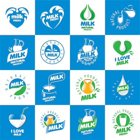 simsearch:400-08262916,k - a large set of vector logos for natural dairy products Photographie de stock - Aubaine LD & Abonnement, Code: 400-08262916