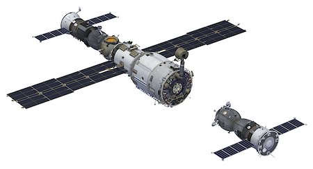 simsearch:400-08705583,k - Space Station And Spacecraft. 3D Model Over White Background. Photographie de stock - Aubaine LD & Abonnement, Code: 400-08263205