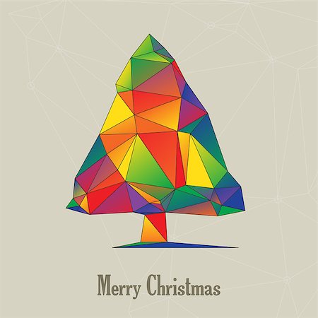 Christmas card. Low poly art abstract christmas tree Stock Photo - Budget Royalty-Free & Subscription, Code: 400-08263236