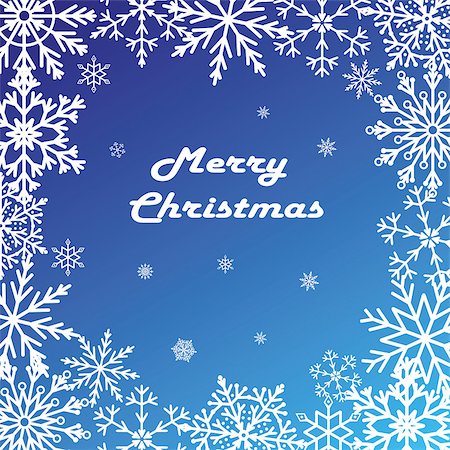 simsearch:400-06554049,k - Postcard Merry Christmas. Winter pattern of snowflakes on a blue background. Vector Foto de stock - Royalty-Free Super Valor e Assinatura, Número: 400-08263233
