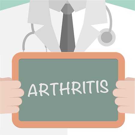 rheumatoid arthritis - minimalistic illustration of a doctor holding a blackboard with Arthritis text, eps10 vector Stock Photo - Budget Royalty-Free & Subscription, Code: 400-08263253