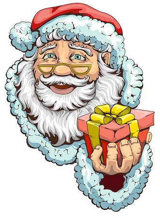 simsearch:400-08491713,k - Santa Claus holding box with gift. Isolated illustration in vector format Stock Photo - Budget Royalty-Free & Subscription, Code: 400-08263291