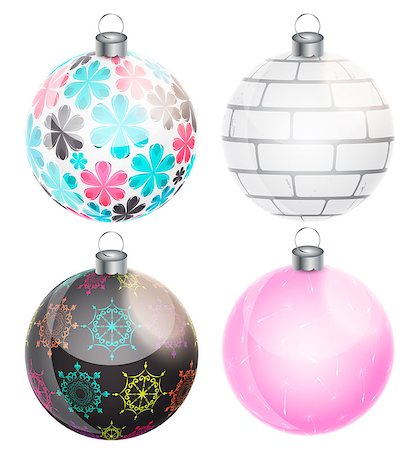 simsearch:400-07215586,k - New Year and Christmas Balls Set Vector Illustration EPS10 Stock Photo - Budget Royalty-Free & Subscription, Code: 400-08263329