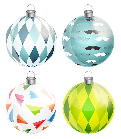 simsearch:400-07215586,k - New Year and Christmas Balls Set Vector Illustration EPS10 Stock Photo - Budget Royalty-Free & Subscription, Code: 400-08263335