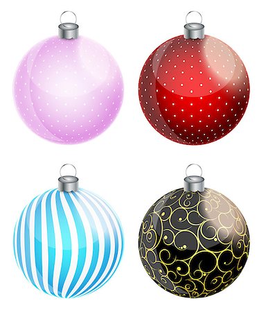 simsearch:400-07215586,k - New Year and Christmas Balls Set Vector Illustration EPS10 Stock Photo - Budget Royalty-Free & Subscription, Code: 400-08263337