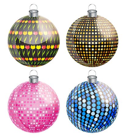 simsearch:400-07215586,k - New Year and Christmas Balls Set Vector Illustration EPS10 Stock Photo - Budget Royalty-Free & Subscription, Code: 400-08263331