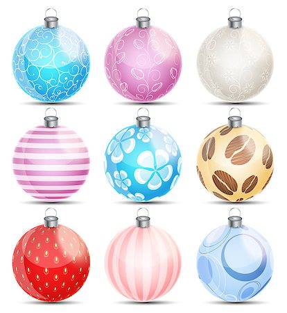 simsearch:400-07215586,k - New Year and Christmas Balls Set Vector Illustration EPS10 Stock Photo - Budget Royalty-Free & Subscription, Code: 400-08263348