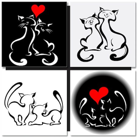 Happy cats in love. Set of Valentine cards Stock Photo - Budget Royalty-Free & Subscription, Code: 400-08263677