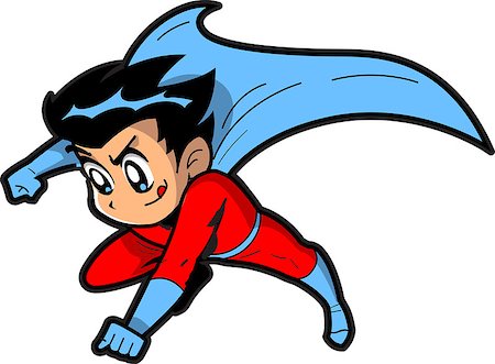 Anime Manga Boy Flying Superhero With Cape Making a Fist Stock Photo - Budget Royalty-Free & Subscription, Code: 400-08263862