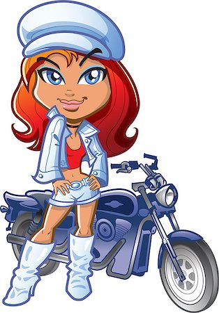 simsearch:400-08264249,k - Biker Girl Posing With White Leather Outfit and Attitude Stock Photo - Budget Royalty-Free & Subscription, Code: 400-08263886