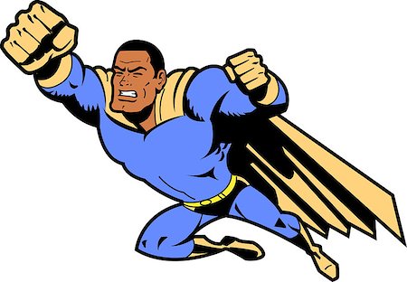 superman - Black Flying Superhero With Clenched Fist Stock Photo - Budget Royalty-Free & Subscription, Code: 400-08263890