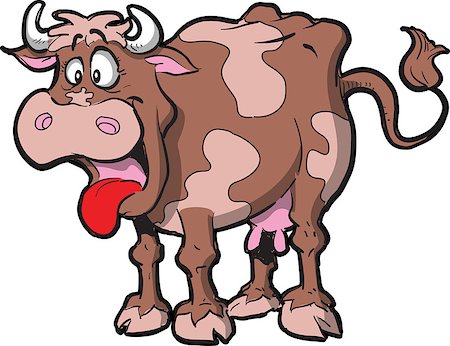 simsearch:400-03957687,k - Cartoon Illustration of a Cow with Mouth Open and Tongue Hanging Out Photographie de stock - Aubaine LD & Abonnement, Code: 400-08263928